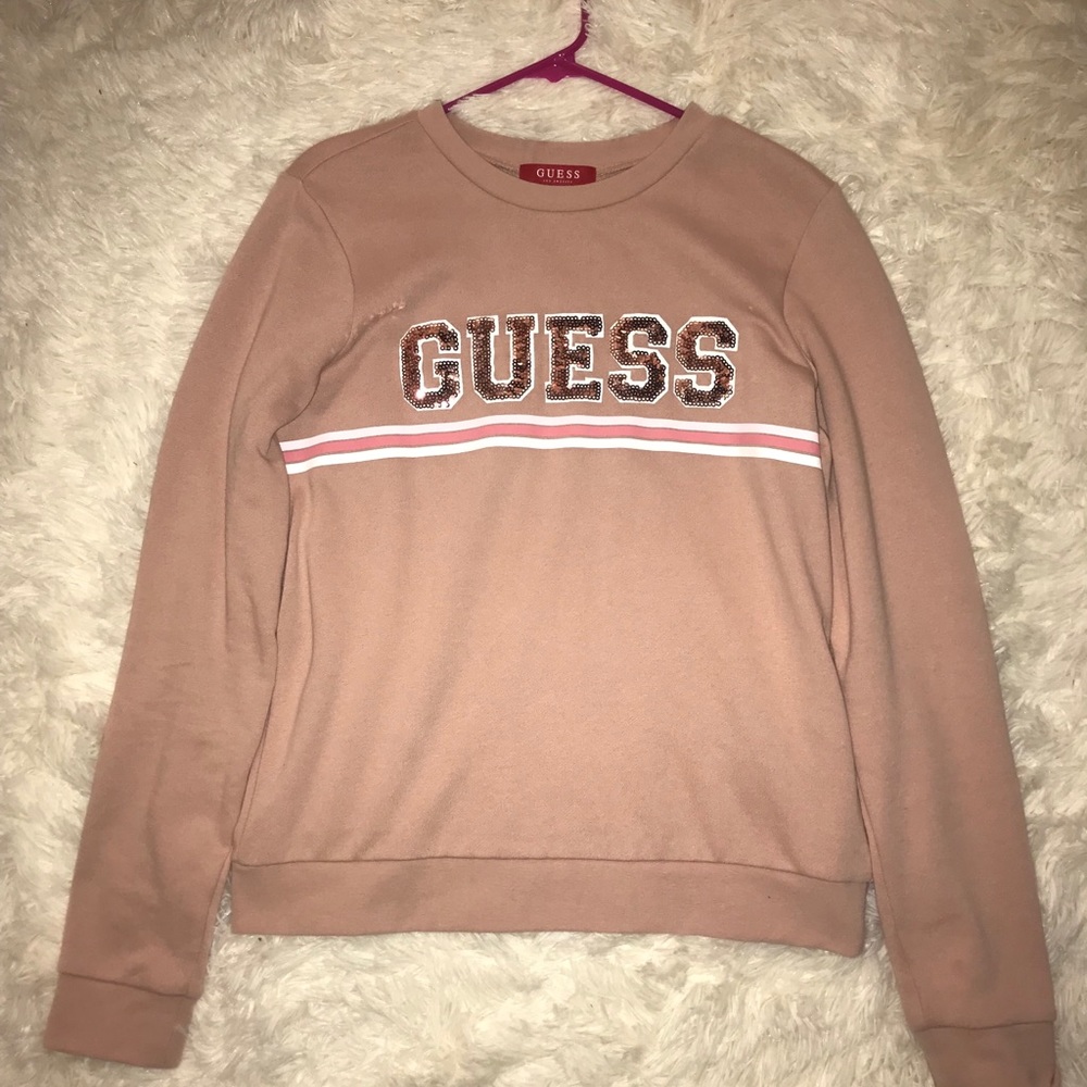 Pink/Rose Gold Guess Crewneck